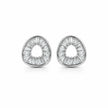 Round Open Circle Diamond Design 925 Sterling Silver Stud Earrings for Women