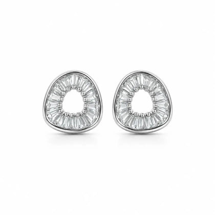 925 Sterling Silver Geometric Triangle Baguette CZ Stud Earrings for Women