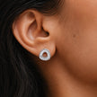 Round Open Circle Diamond Design 925 Sterling Silver Stud Earrings for Women