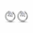 Round Solitaire Circle Diamond 925 Sterling Silver Stud Earrings for Women