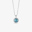 Round Cut Blue Stone 925 Silver Pendant Necklace