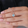 Round Cut Blue Stone 925 Silver Pendant Necklace