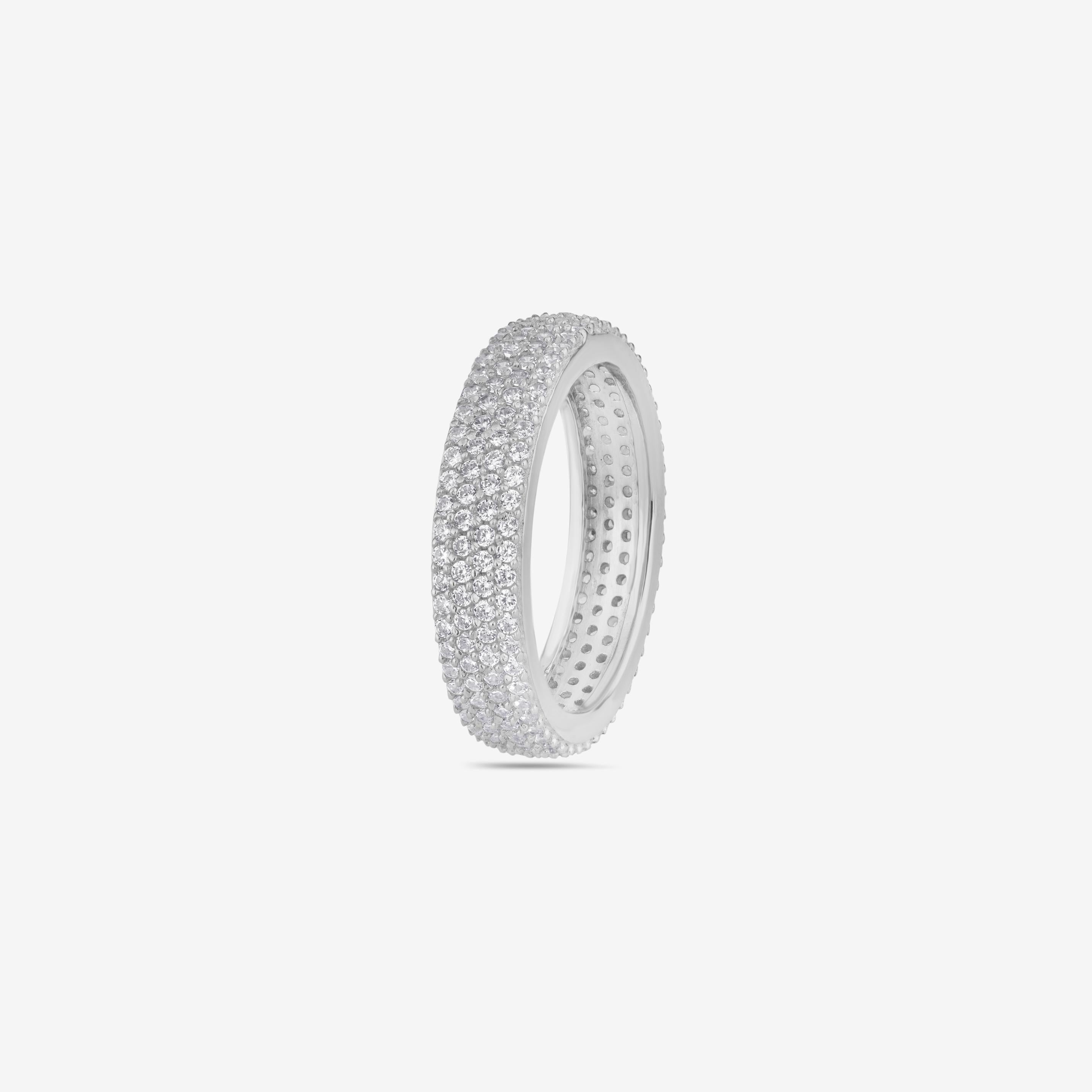 Round Design Full Pave Diamond 925 Sterling Silver Couple Band for Women