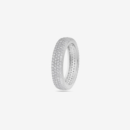 Round Design Full Pave Diamond 925 Sterling Silver Couple Band for Women