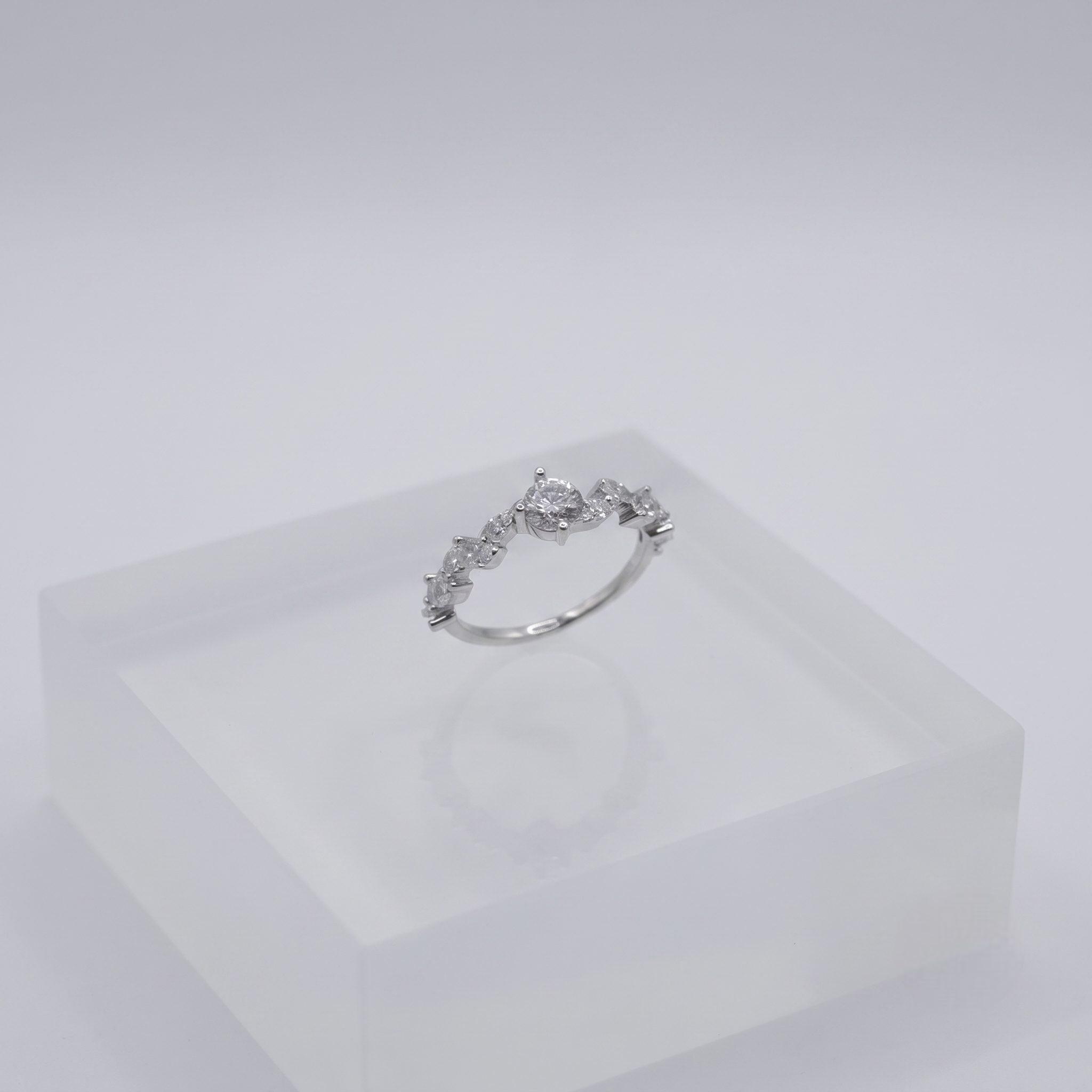 Round & Marquise CZ Crown Ring in 925 Sterling Silver for Women
