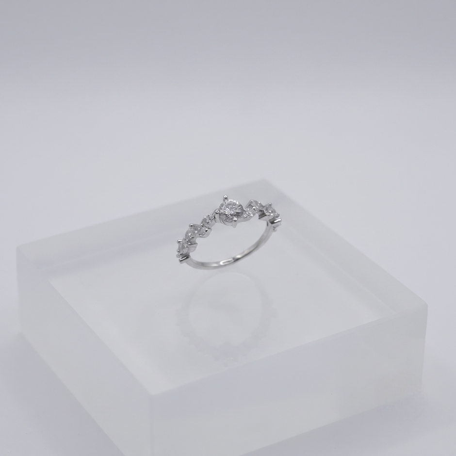 Round & Marquise CZ Crown Ring in 925 Sterling Silver for Women