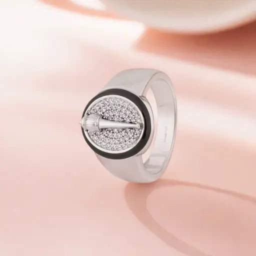 Round Micro Pavé Gada CZ 925 Sterling Silver Ring for Men