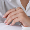 Silver Round Diamond Ring on Hand