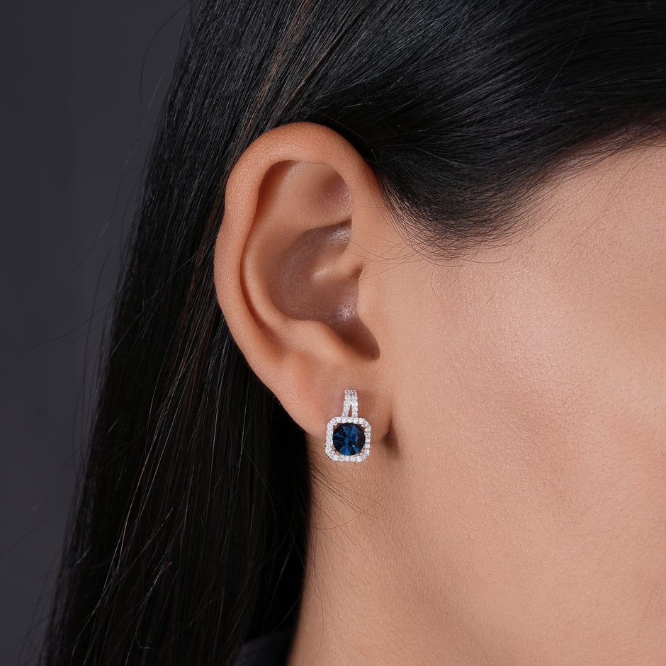 Blue stone 925 silver stud earrings