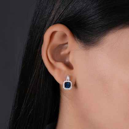 Blue stone 925 silver stud earrings
