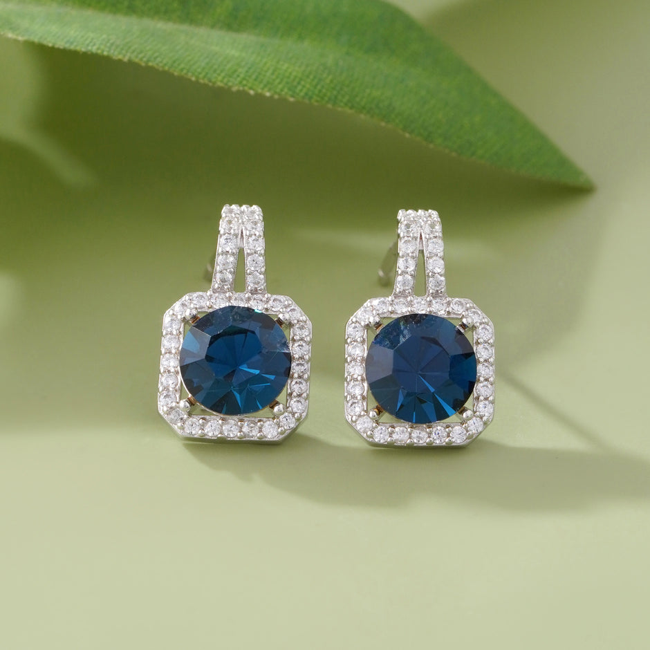 Blue stone 925 silver stud earrings