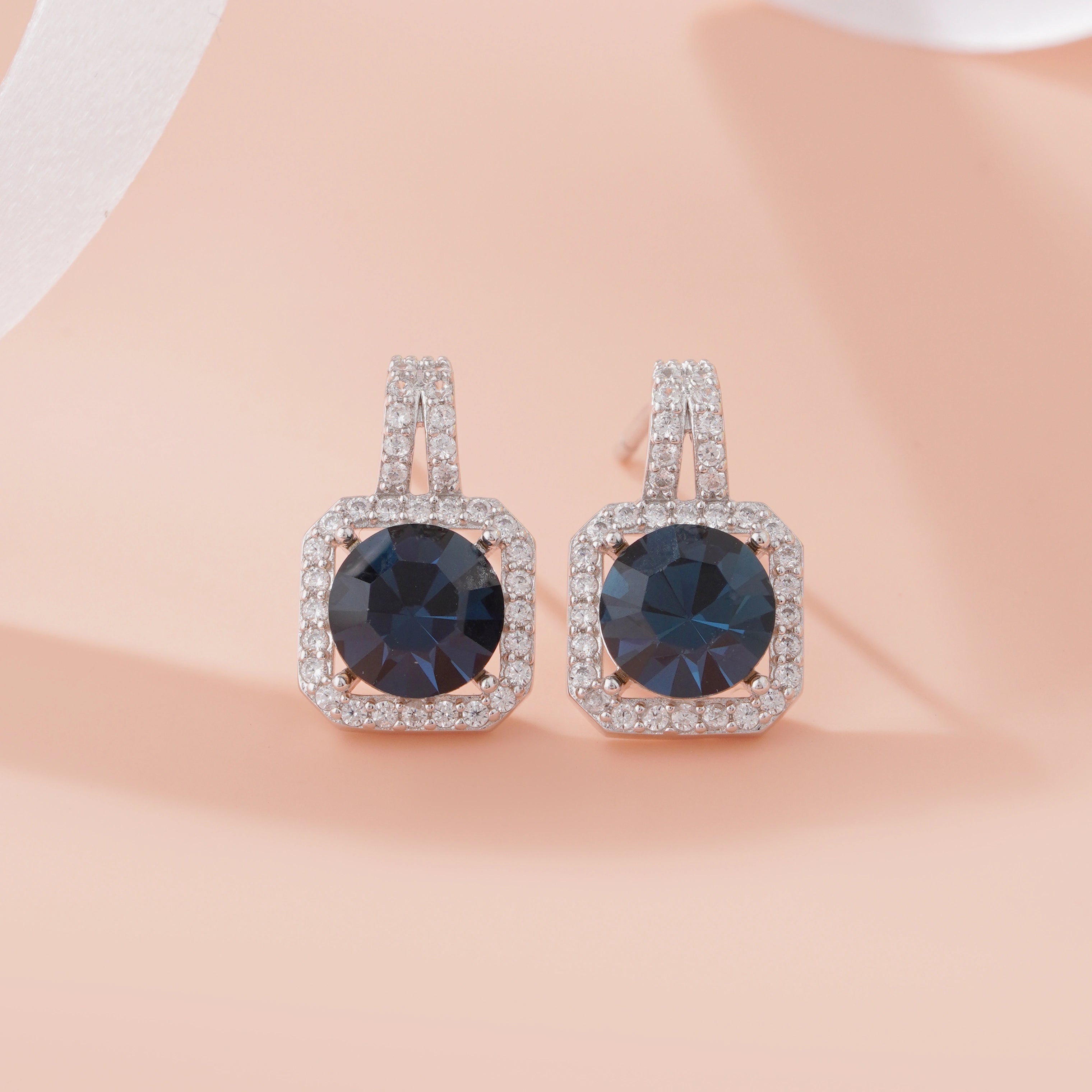 Blue stone 925 silver stud earrings