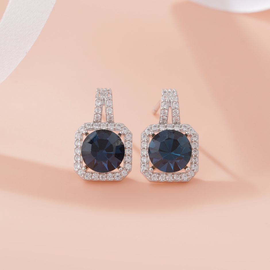 Blue stone 925 silver stud earrings