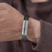 Brown Braided Leather Silver CZ 925 Sterling Silver Bracelet for Men