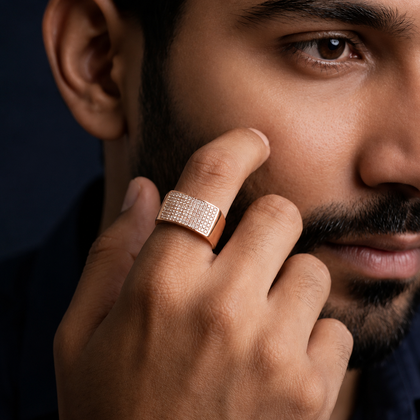 Royal Square Pave Diamond-Look Men's Ring