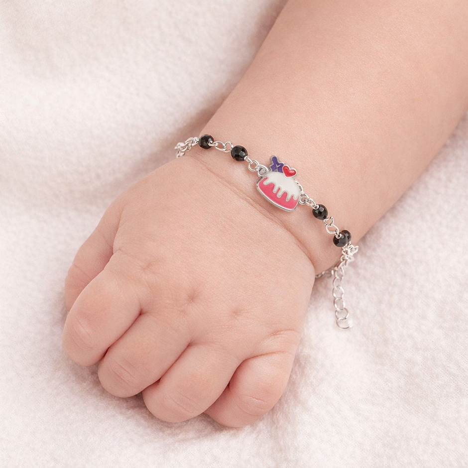 Royal Treat Cake Charm Diamond 925 Sterling Silver Kid's Bracelet