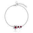 Ruby Blossom Charm 925 Sterling Silver Bracelet for Women