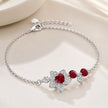 Ruby Blossom Charm 925 Sterling Silver Bracelet for Women