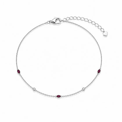 925 Sterling Silver Ruby Marquise Stone Bracelet for Women
