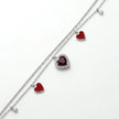 Red Heart Charm 925 Sterling Silver Double Chain Bracelet for Women