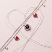 Red Heart Charm 925 Sterling Silver Double Chain Bracelet for Women
