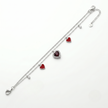 Red Heart Charm 925 Sterling Silver Double Chain Bracelet for Women