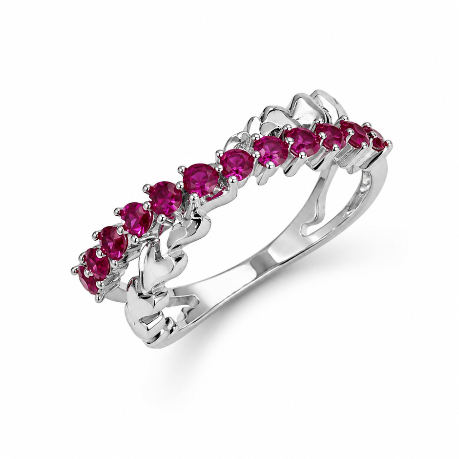 Ruby Heart Vine Ring – 925 Sterling Silver Ring for Women