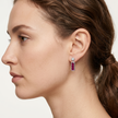 925 Sterling Silver Ruby Red Baguette Drop Earrings with Cubic Zirconia for Women