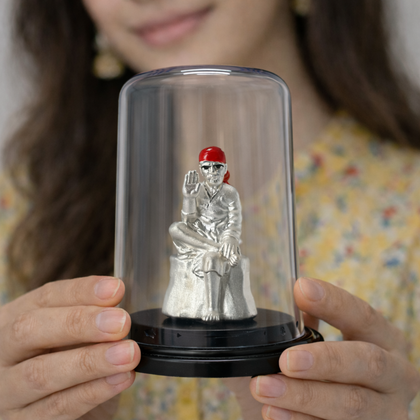 Shirdi Sai Baba devotional murti elegant glass dome home decor