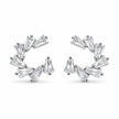 Silver Half Circle Diamond 925 Sterling Silver Stud Earrings for Women