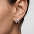Silver Half Circle Diamond 925 Sterling Silver Stud Earrings for Women