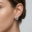 Silver Half Circle Diamond 925 Sterling Silver Stud Earrings for Women