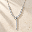 Silver Baguette Sparkle Y Necklace