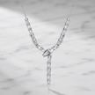 Silver Baguette Sparkle Y Necklace