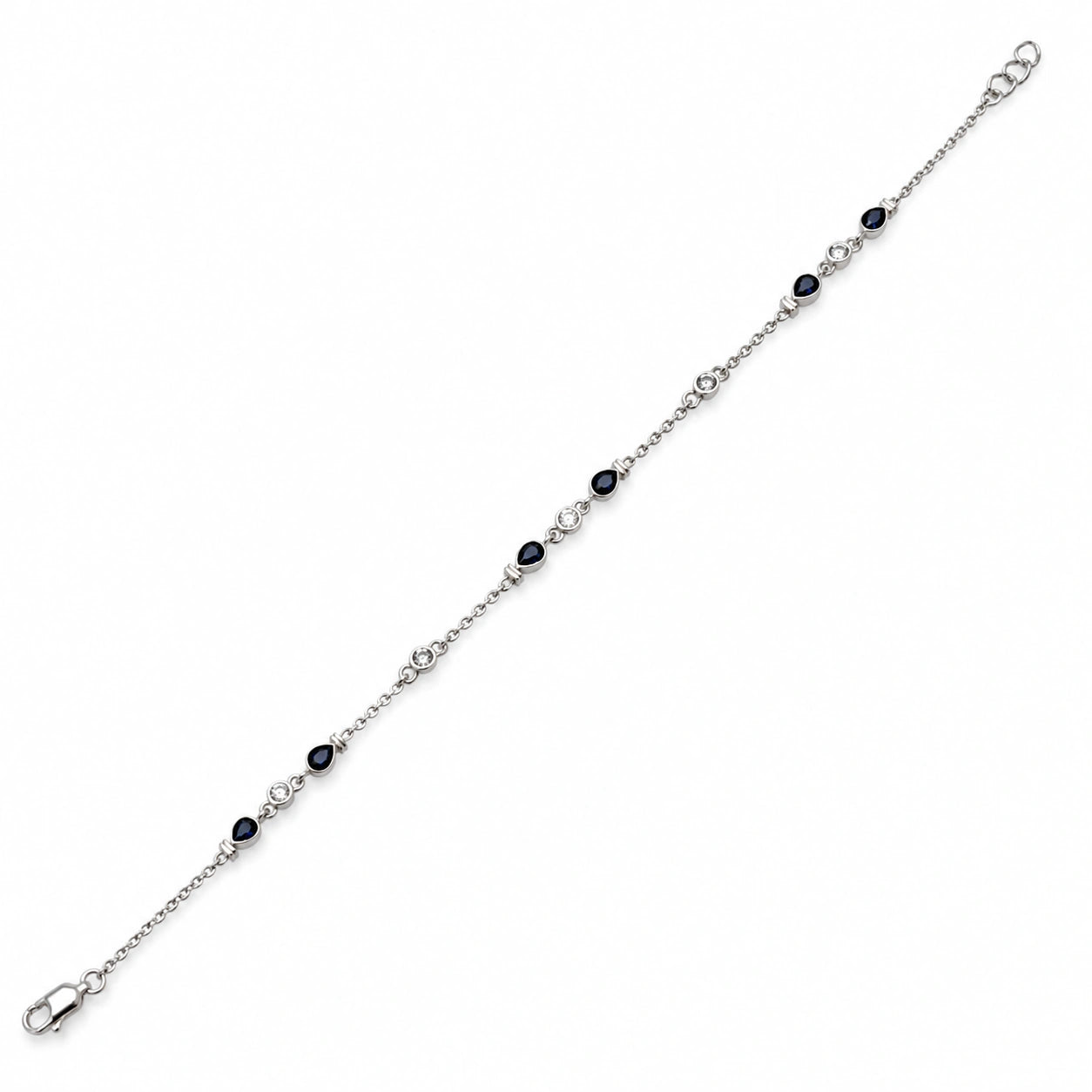 Silver 925 sterling silver bracelet with blue stones for women