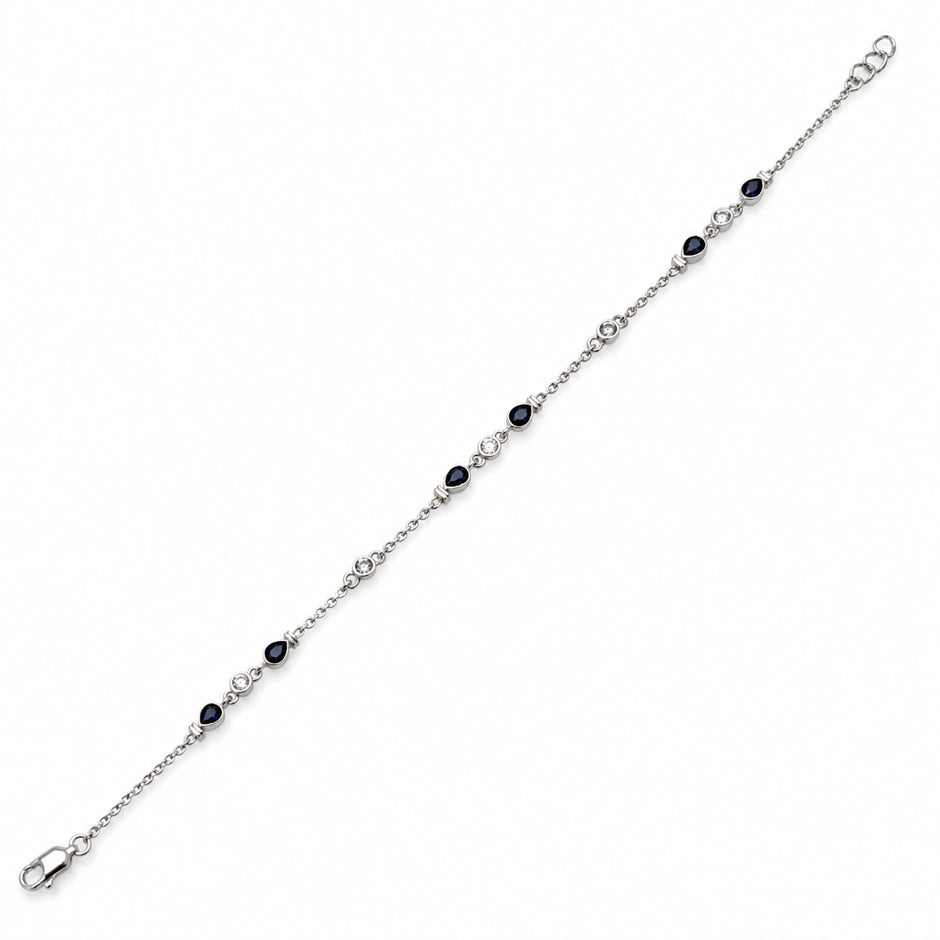 Silver 925 sterling silver bracelet with blue stones for women