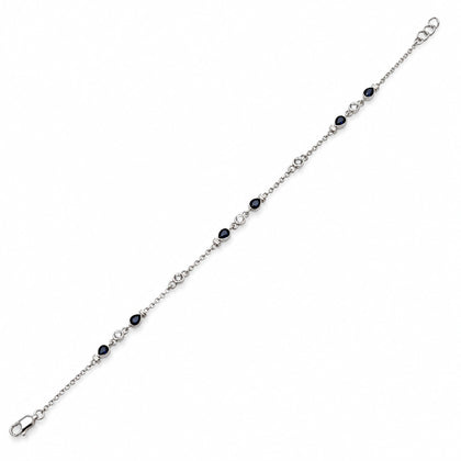 Silver 925 sterling silver bracelet with blue stones for women