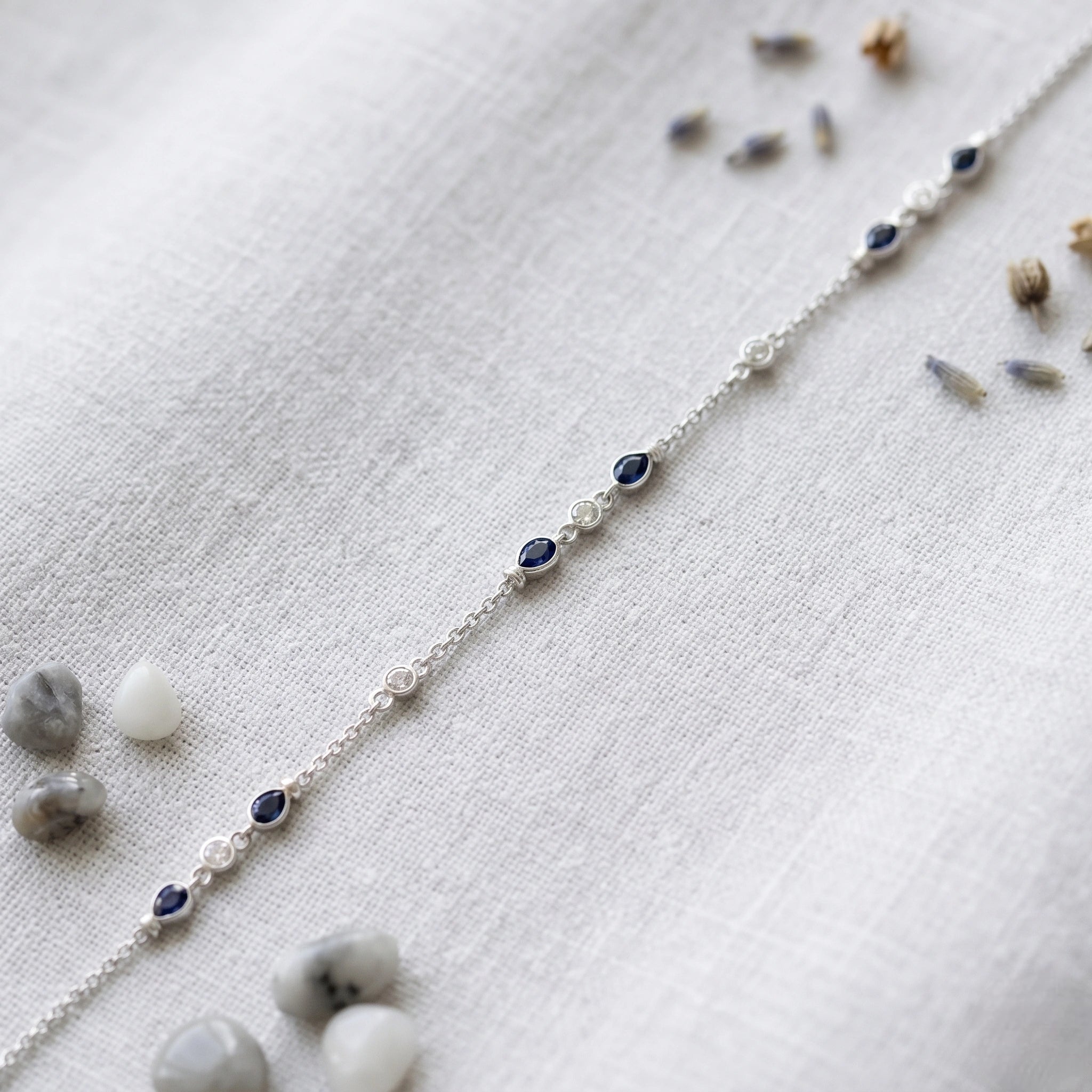 Silver 925 sterling silver bracelet with blue stones for women