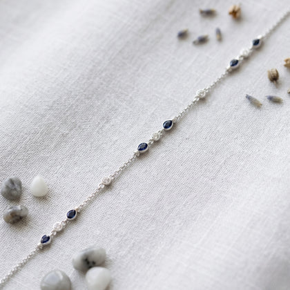 Silver 925 sterling silver bracelet with blue stones for women