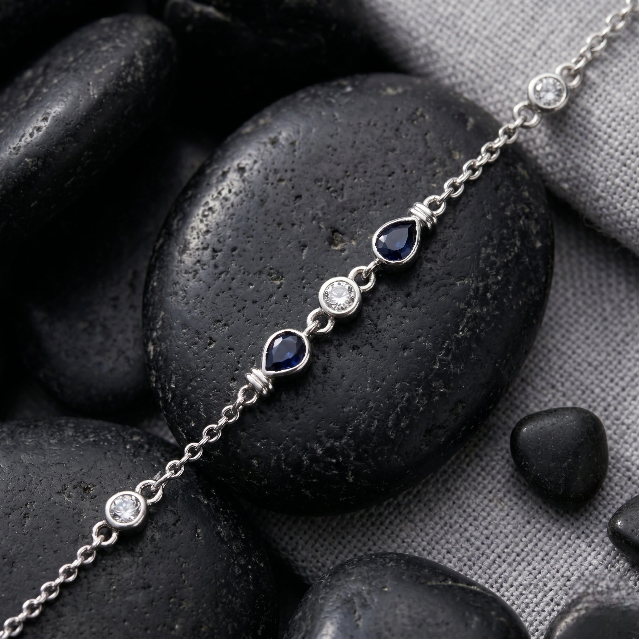 Silver 925 sterling silver bracelet with blue stones for women