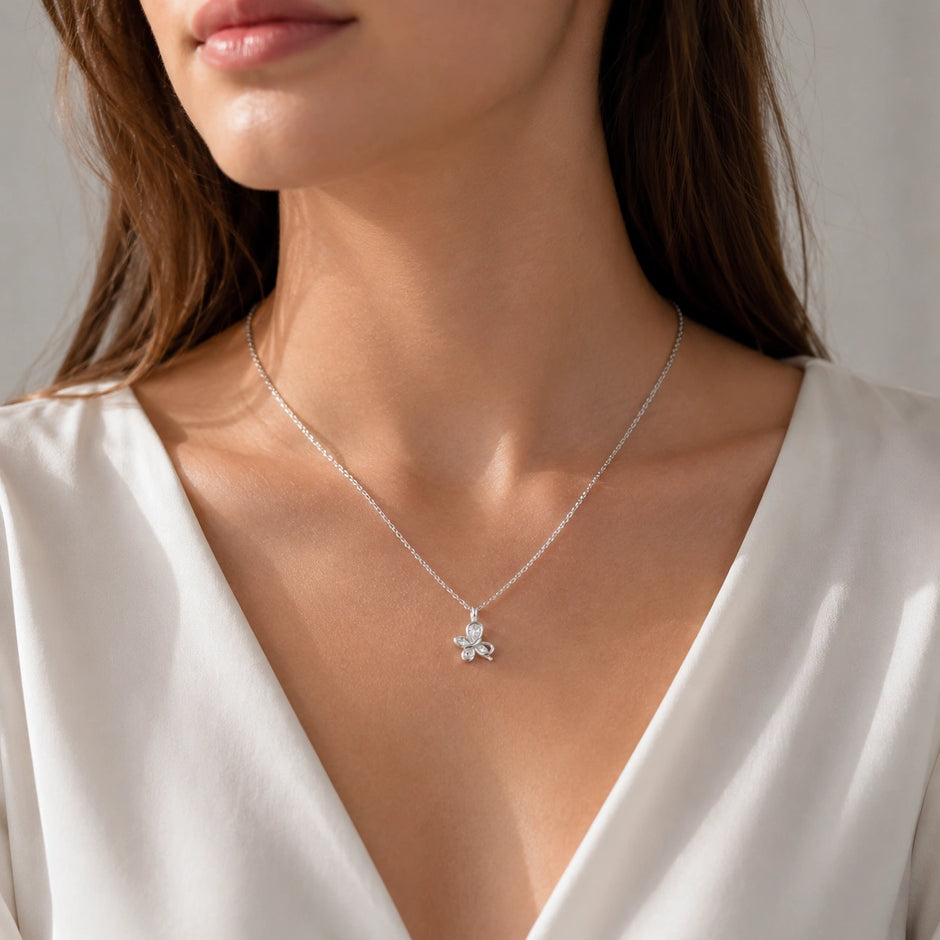 Silver Butterfly 925 Sterling Silver Pendant Chain for Women