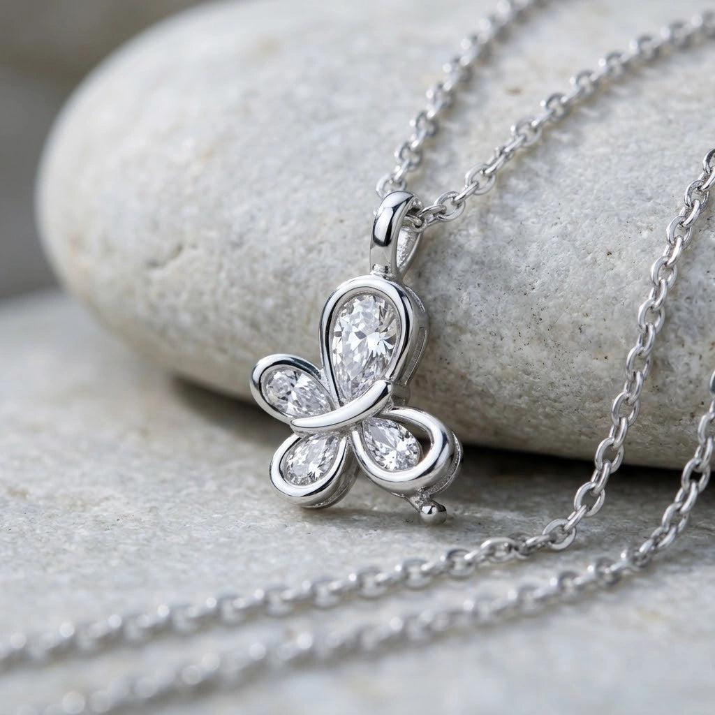 Silver Butterfly 925 Sterling Silver Pendant Chain for Women