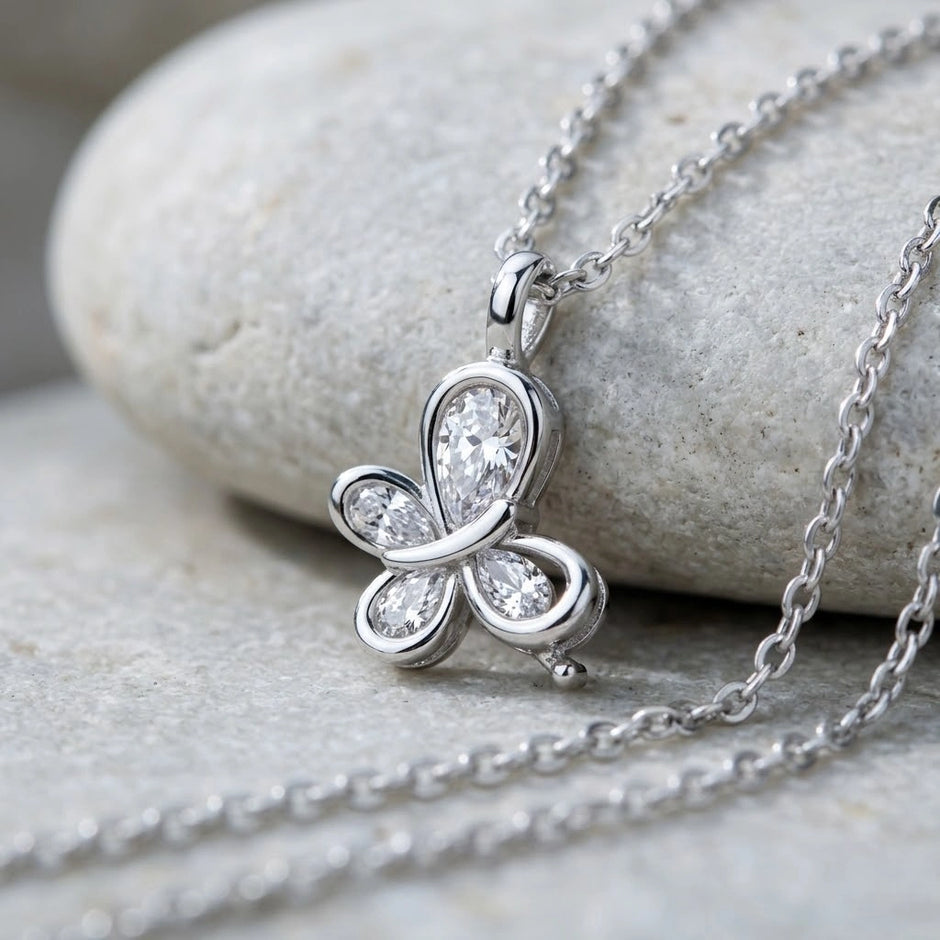 Silver Butterfly 925 Sterling Silver Pendant Chain for Women