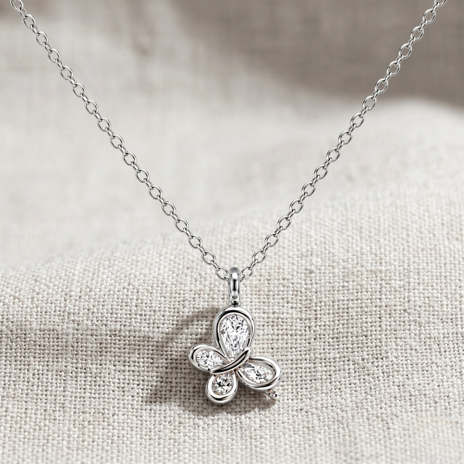 Silver Butterfly 925 Sterling Silver Pendant Chain for Women