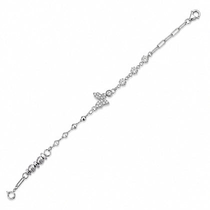 Silver 925 sterling silver butterfly crystal bracelet for women