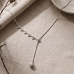 Silver Butterfly Link Y Necklace with Pave Sphere Pendant