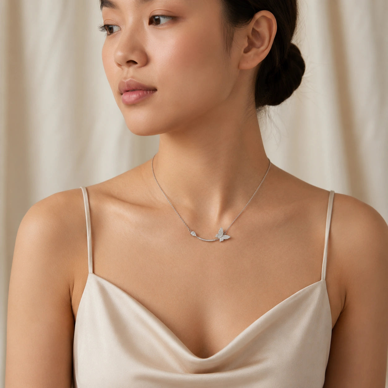 Silver Butterfly Sparkle 925 Sterling Silver Pendant Chain for Women