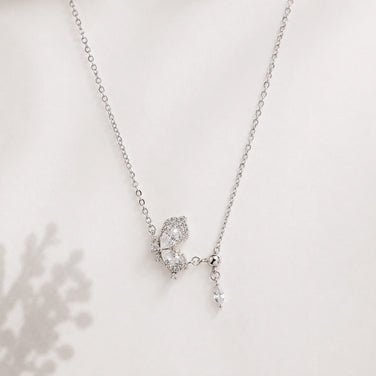 Silver Butterfly & Baguette Pendant 925 Sterling Silver Chain for Women