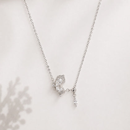 Silver Butterfly & Baguette Pendant 925 Sterling Silver Chain for Women