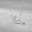 Silver Butterfly & Baguette Pendant 925 Sterling Silver Chain for Women